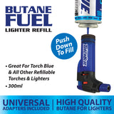 300ML Bulk Torch Blue Butane Refill - 6 Pieces Per Retail Ready Display 40784
