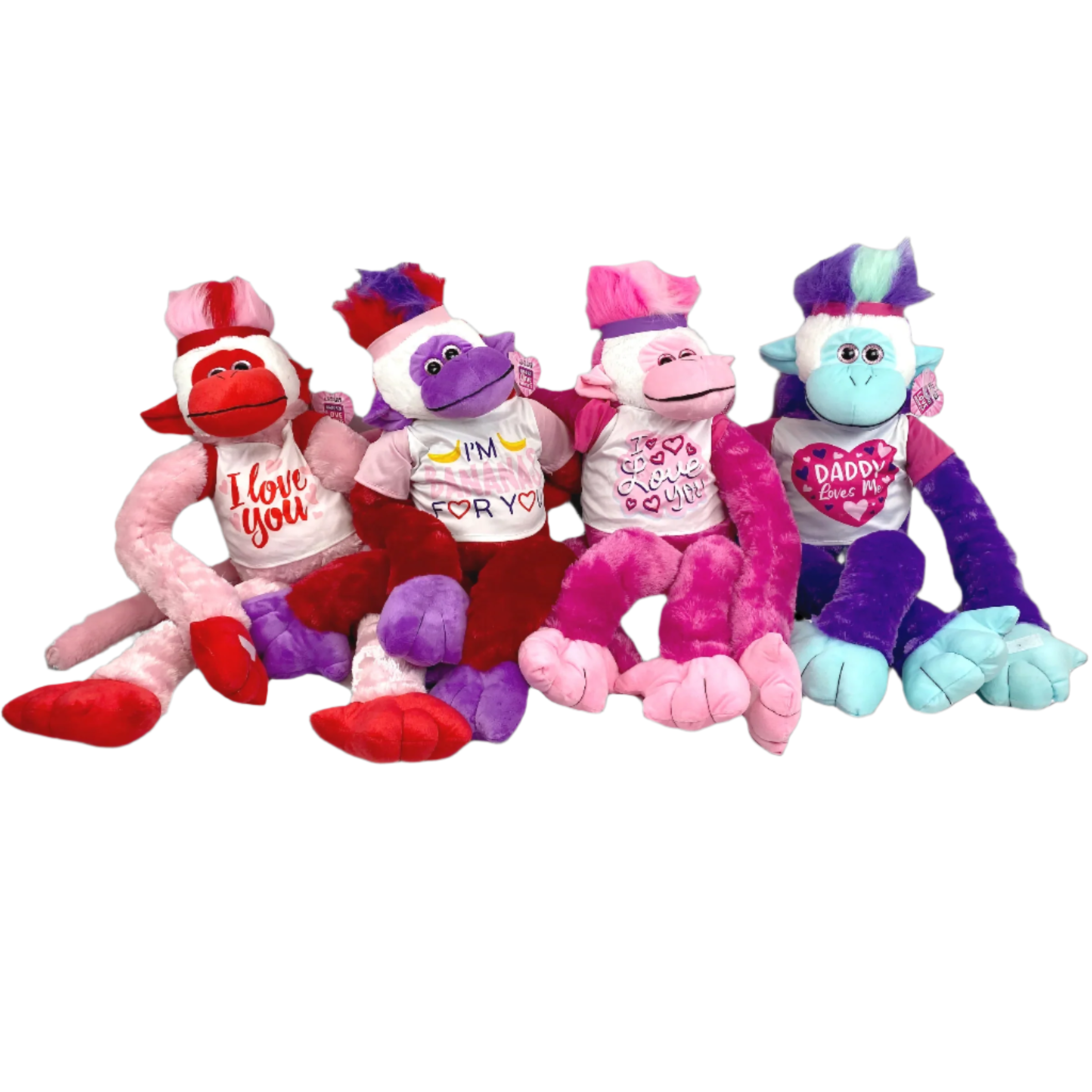 Valentine's Day Jumbo Plush Monkey - 4 Pieces Per Pack 22602 KIPP BROTHERS
