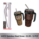 30 oz Insulated Stainless-Steel Cup with Handle and Straw Assortment - 17 Pieces Per Pack 88530