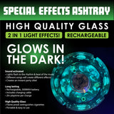 Light-Up Glass Ashtray with Multi-Color LED Lights - 6 Pieces Per Retail Ready Display 23744