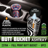 Full Print Butt Bucket Ashtray with LED Light - 6 Pieces Per Retail Ready Display 23784