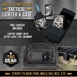 Metal Flip Torch Lighter with Molle Case - 12 Pieces Per Retail Ready Display 23833