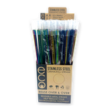 Stainless Steel Metal Straw With Rubber Tip - 50 Pieces Per Retail Ready Display 24353