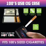 100s Cigarette Case with USB Coil Lighter - 8 Pieces Per Retail Ready Display  24362