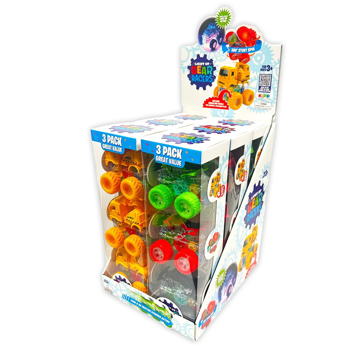Friction Toy Car Light-Up 3 Pack Set - 6 Pieces Per Retail Ready Display 24453 KIPP BROTHERS