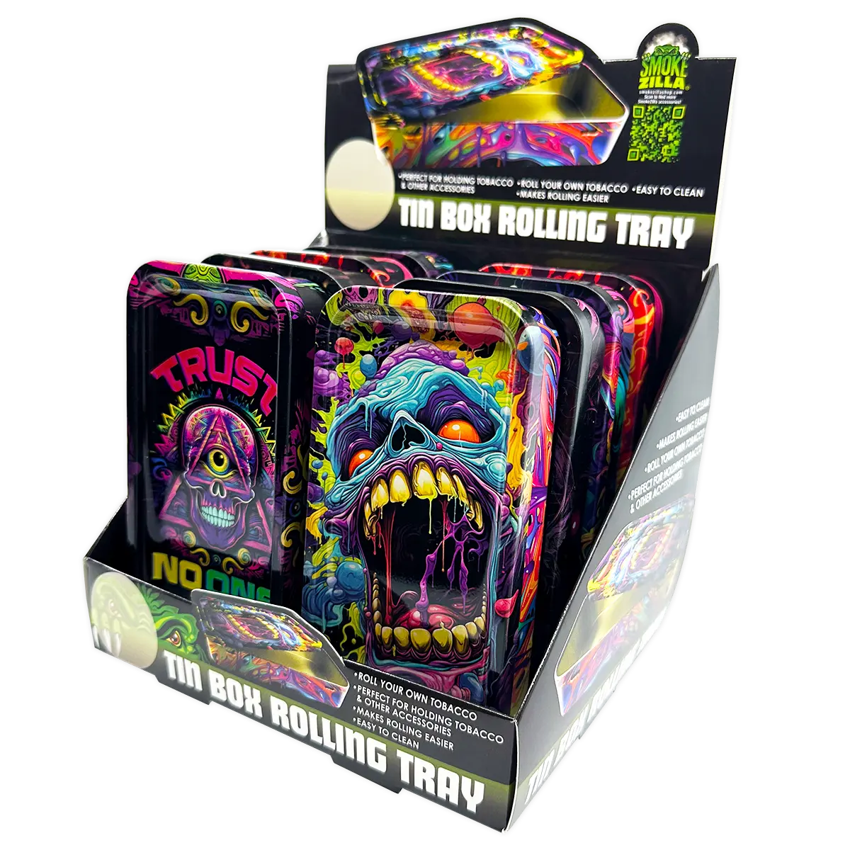 rolling tobacco accessories Smokezilla Metal Rolling Tray with Storage Zombie Skull Design, Size: O.2 rolling tobacco accessories Smokezilla Metal Rolling Tray with Storage Zombie Skull Design, Size: O.2