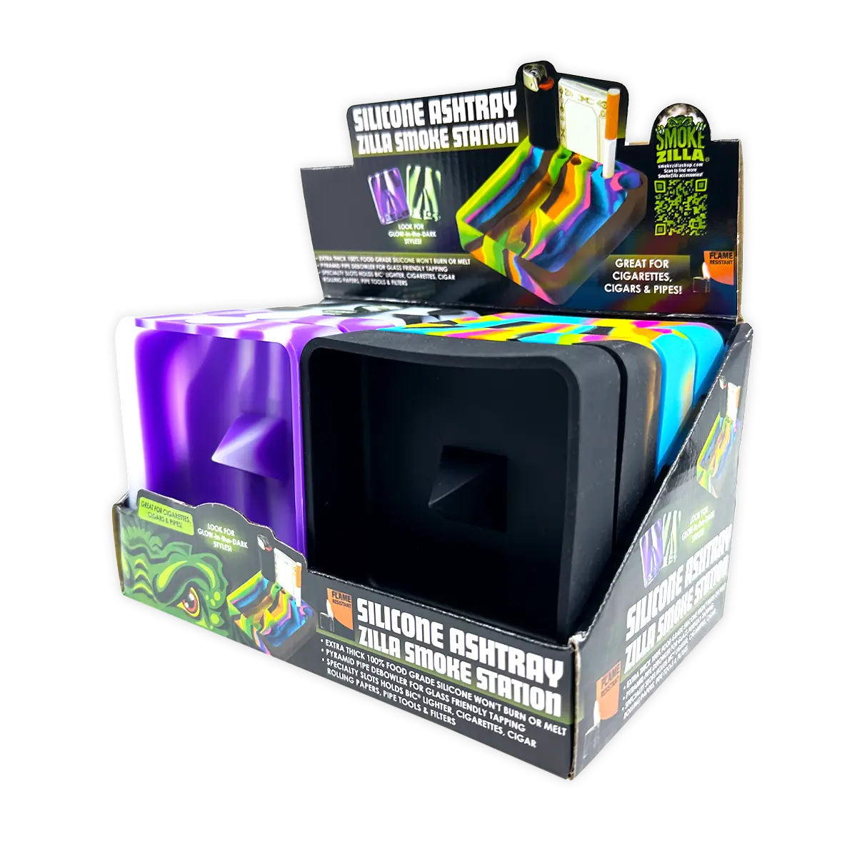 Silicone Ashtray with Assorted Colors - 8 Per Retail Ready Display Silicone Ashtray with Assorted Colors - 8 Per Retail Ready Display