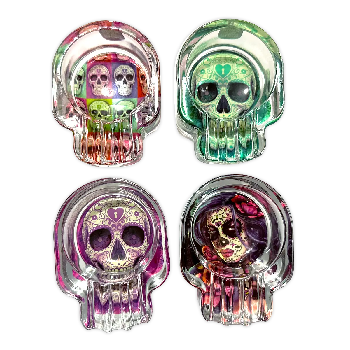 Glass Ashtray in Skull Shaped Design - 4 Per Retail Ready Display 40319 SMOKEZILLA
