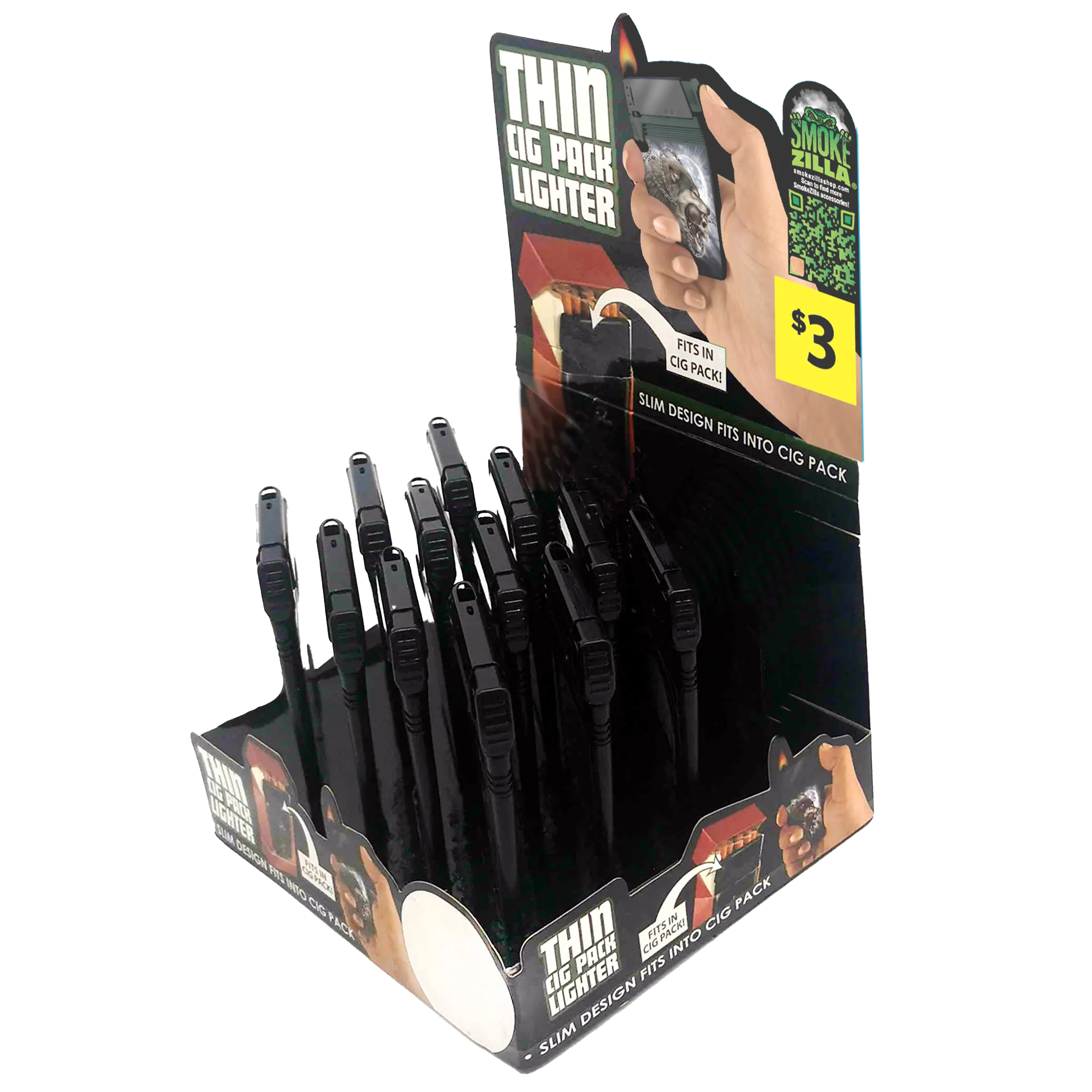 Cigarette Pack Thin Lighter - 12 Pieces Per Retail Ready Display 41474 SMOKEZILLA