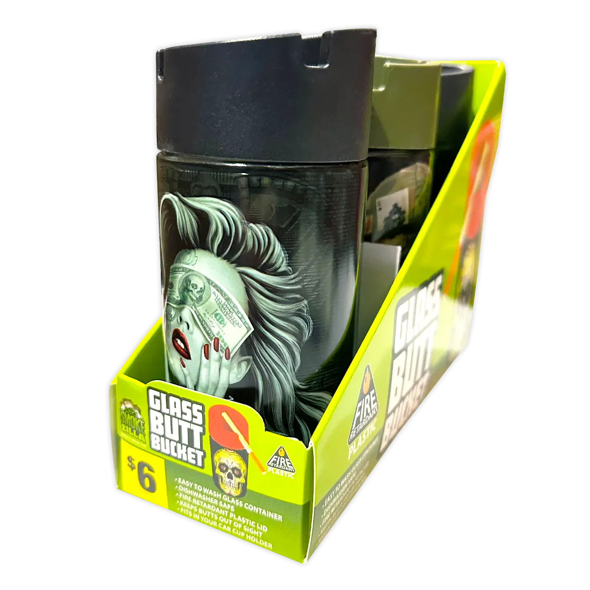 Full Print Glass Butt Bucket Ashtray - 3 Pieces Per Retail Ready Display 41528 SMOKEZILLA