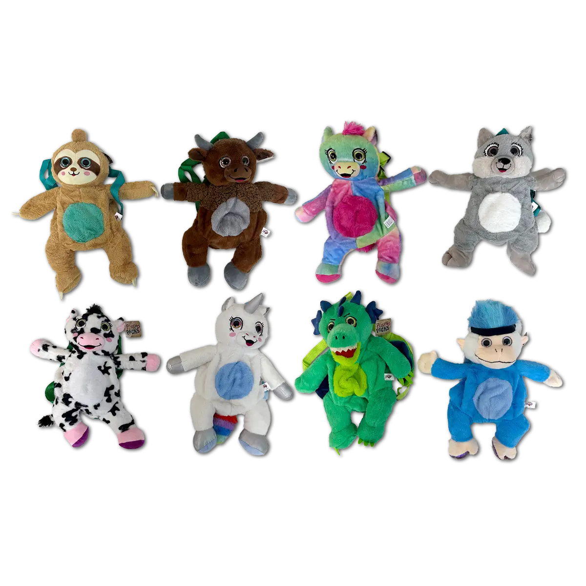 colourful creatures mini backpack Plush Pack Critter Backpacks - 8 Pieces Per Pack 41530