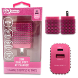 Car Charger / Wall Charger / Charging Cable Pink Power Assortment - 20 Pieces Per Retail Ready Display 88527 GADGET GEAR