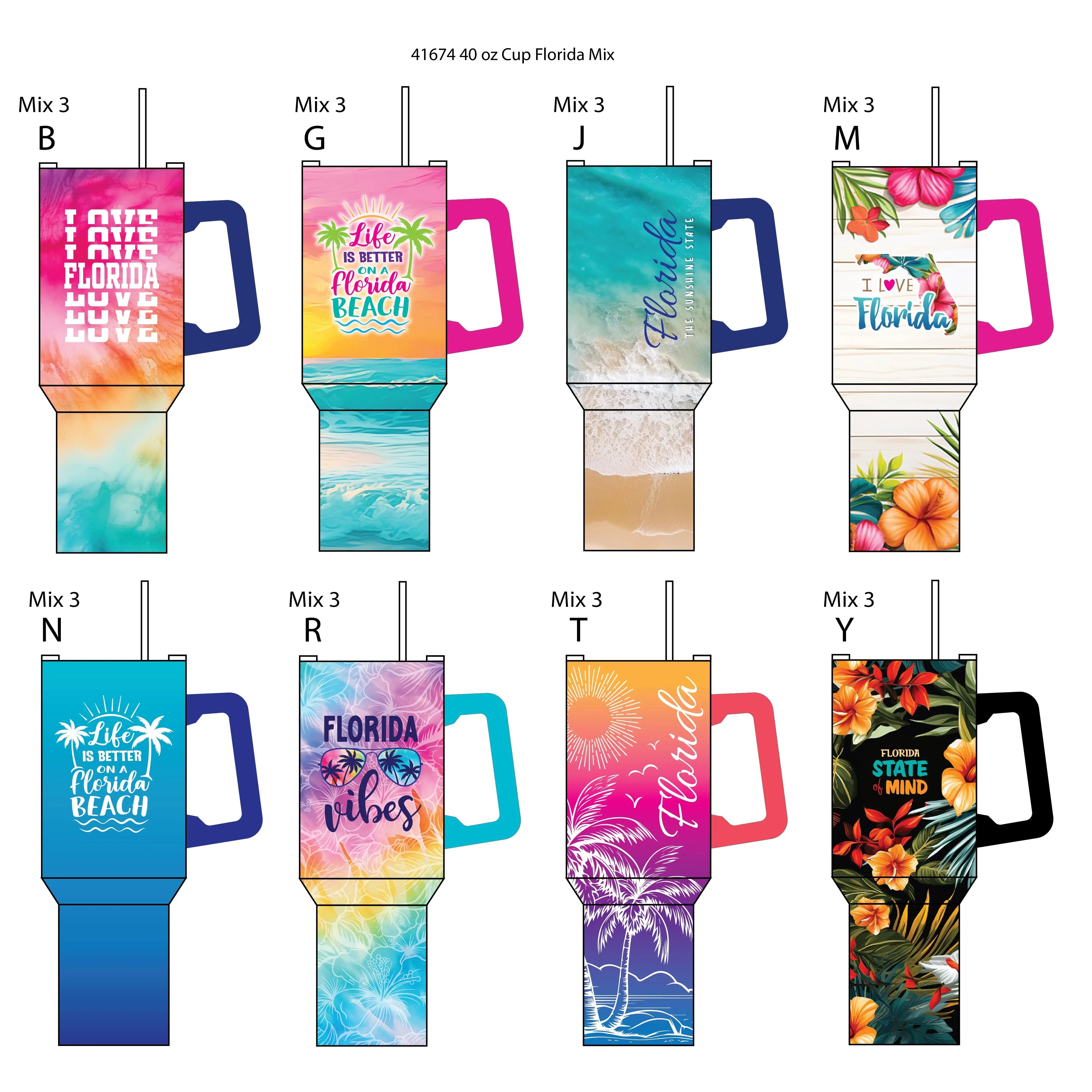 40 oz Stainless-Steel Insulated Printed Cup Florida - 6 Pieces Per Retail Ready Display 41674 ROUGHNECK