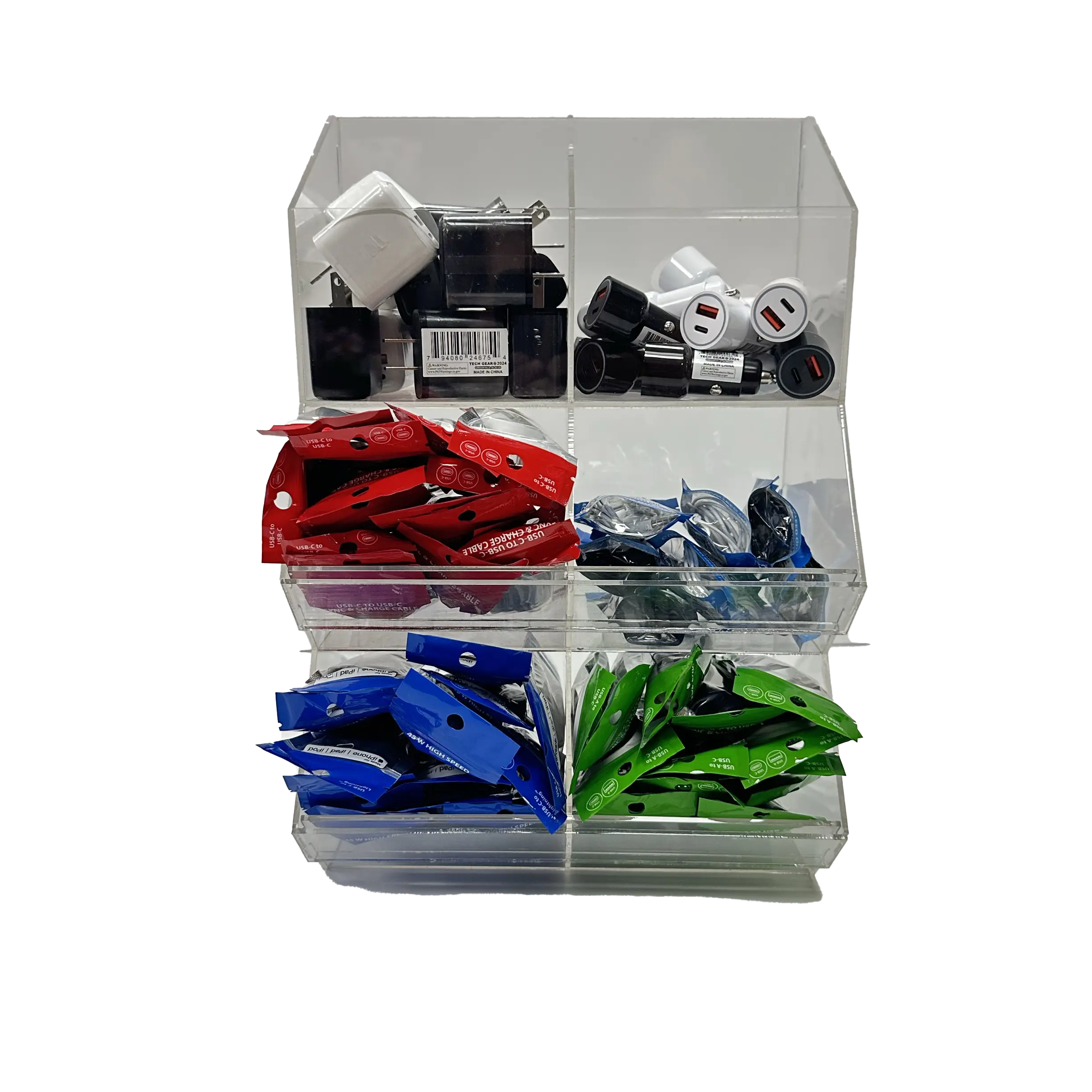 Technology Accessories Assortment 6-Bin Countertop Display 88701 NOVELTY INC