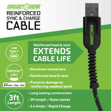 Charging Cable Reinforced Assortment 3FT 2.4 Amp - 6 Pieces Per Retail Ready Display 88476
