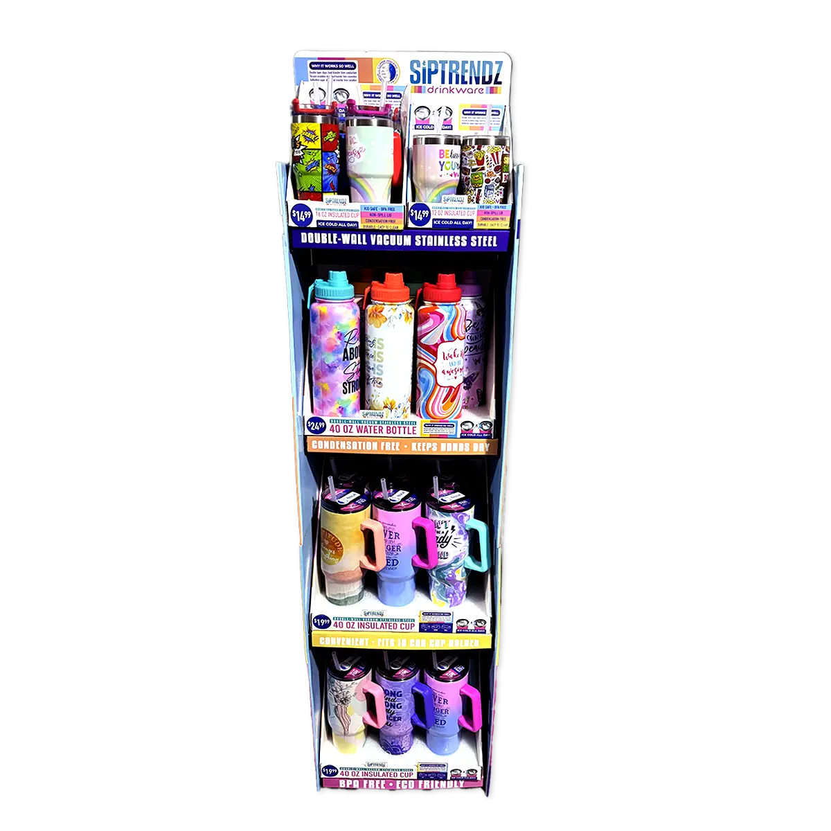 Insulated Drinkware Assortment Floor Display - 26 Pieces Per Retail Ready Display 88582 NOVELTY INC