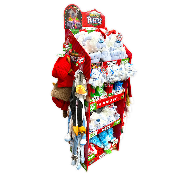 North Pole Fuzzies Yeti Gift Assortment Floor Display - 60 Pieces Per Retail Ready Display Kit 88612 NOVELTY INC