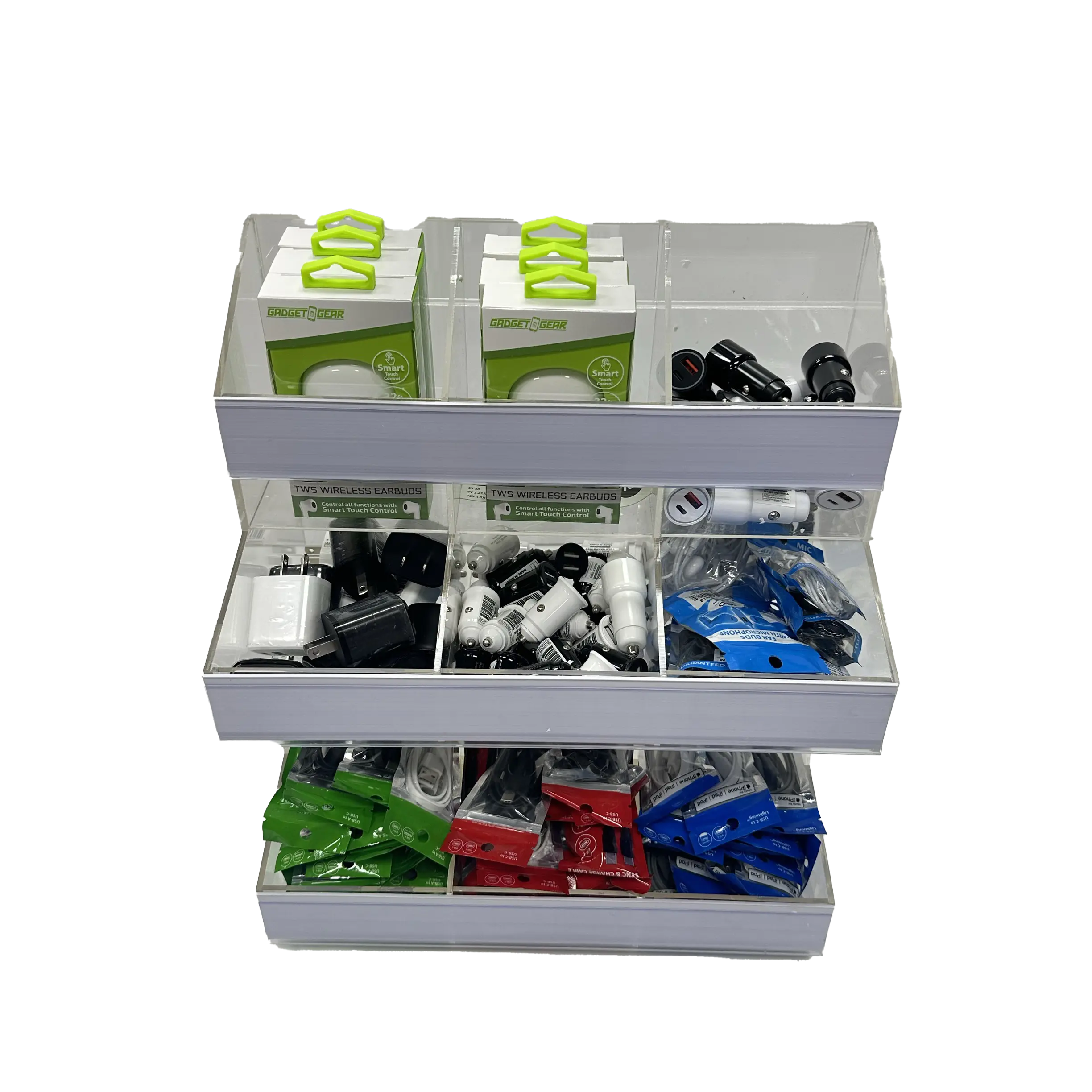 Technology Accessories Assortment 9-Bin Countertop Display 88700 NOVELTY INC