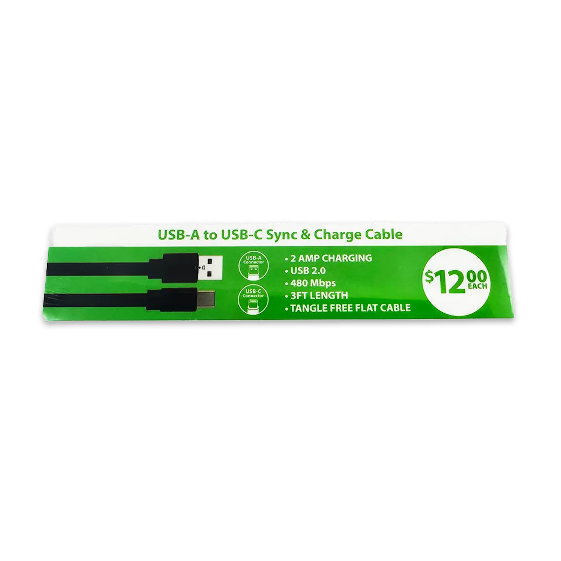 Merchandising Fixture - 3' USB to USB-C Charging Cable Sign 979420 NOVELTY INC