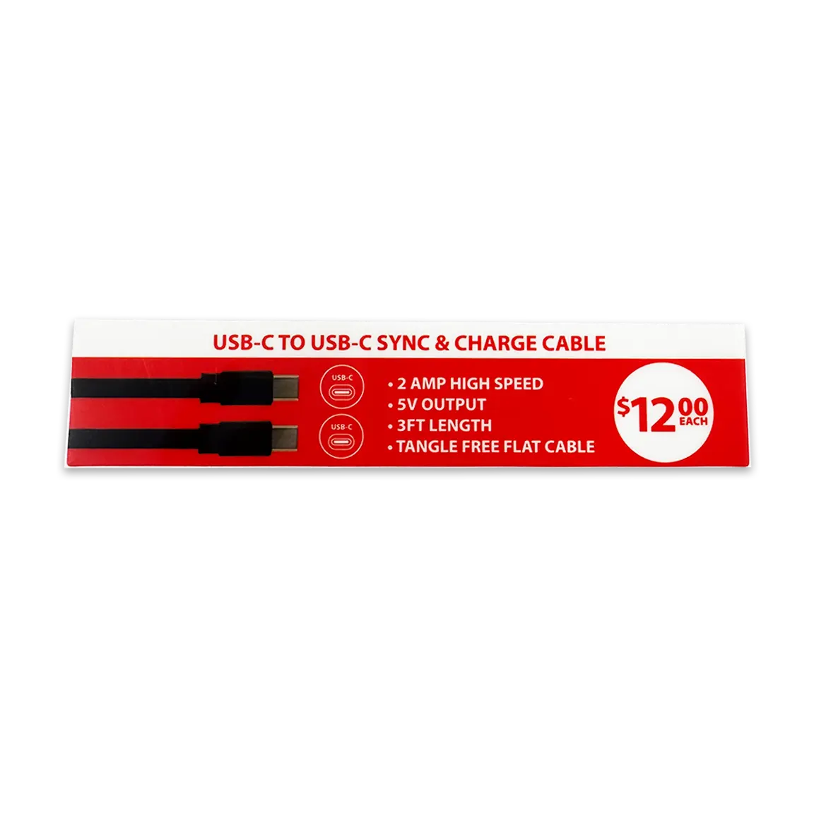 Merchandising Fixture - 3' USB-C to USB-C Charging Cable Sign 979430 NOVELTY INC