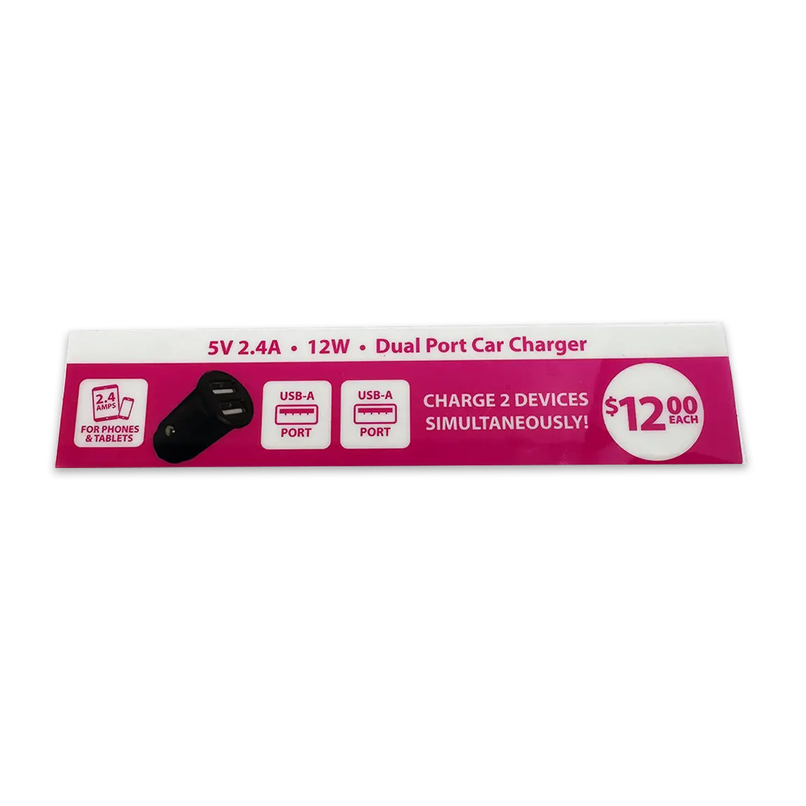 Merchandising Fixture - USB-A Dual Port Car Charger Sign ONLY 979440 NOVELTY INC