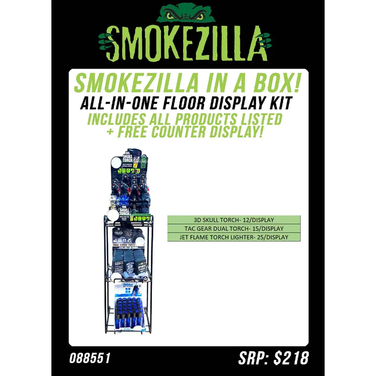 Curated Smokezilla Countertop Lighter Display - 3 Tier 88551 SMOKEZILLA