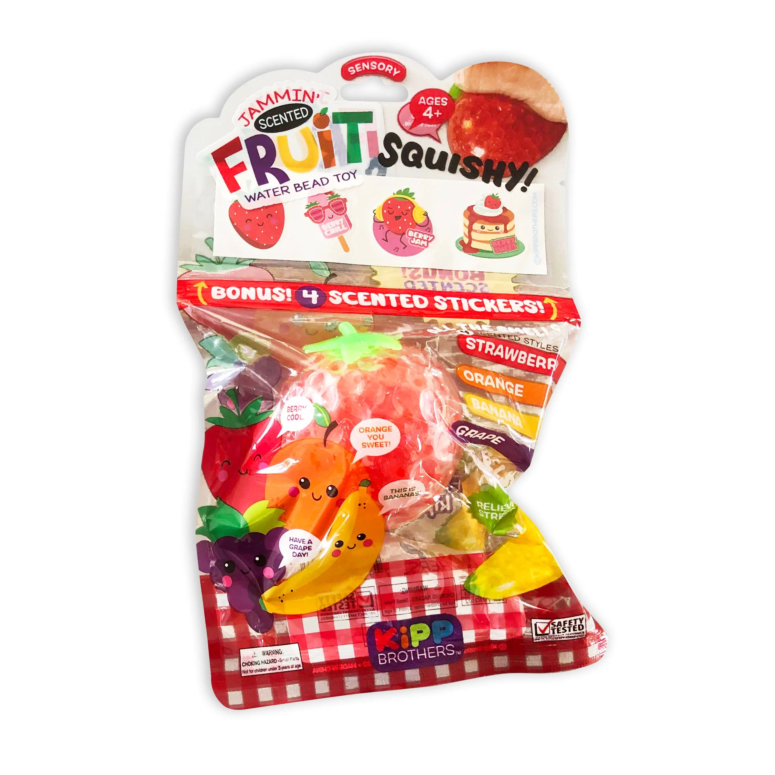 Squish and Squeeze Scented Fruit Bead Ball Toy with Stickers - 12 Pieces Per Pack 23356 KIPP BROTHERS