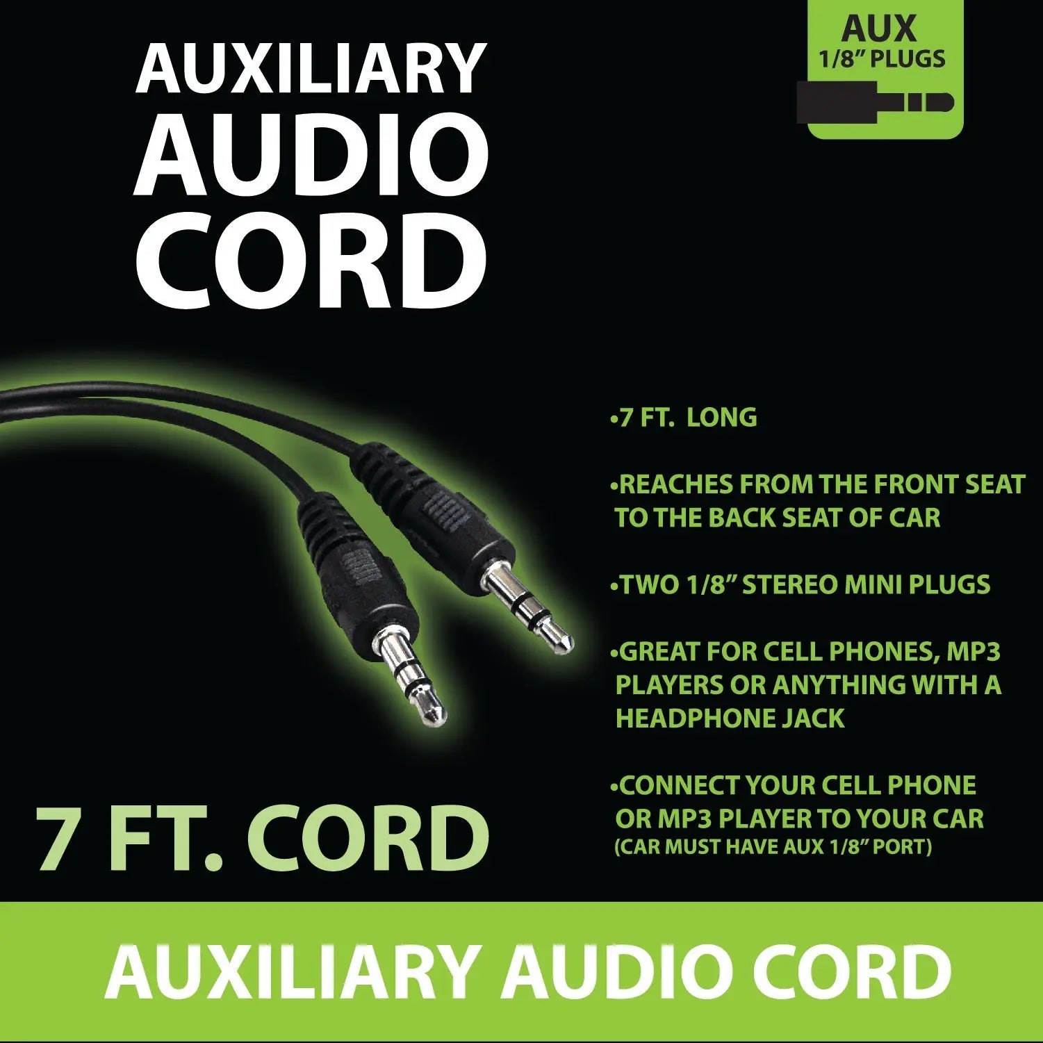 Auxiliary Audio Cable 7FT - 3 Pieces Per Pack 21070 GADGET GEAR