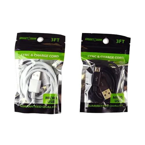 Charging Cable USB to Micro USB 3FT - 6 Pieces Per Pack 21563 GADGET GEAR