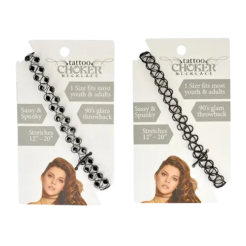 Tattoo Choker Necklace in Assorted Designs - 12 Pieces Per Retail Ready Display 21612 NOVELTY INC