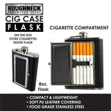 8 oz Stainless-Steel Flask with Cigarette Case - 6 Pieces Per Retail Ready Display 21768