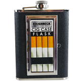 8 oz Stainless-Steel Flask with Cigarette Case - 6 Pieces Per Retail Ready Display 21768