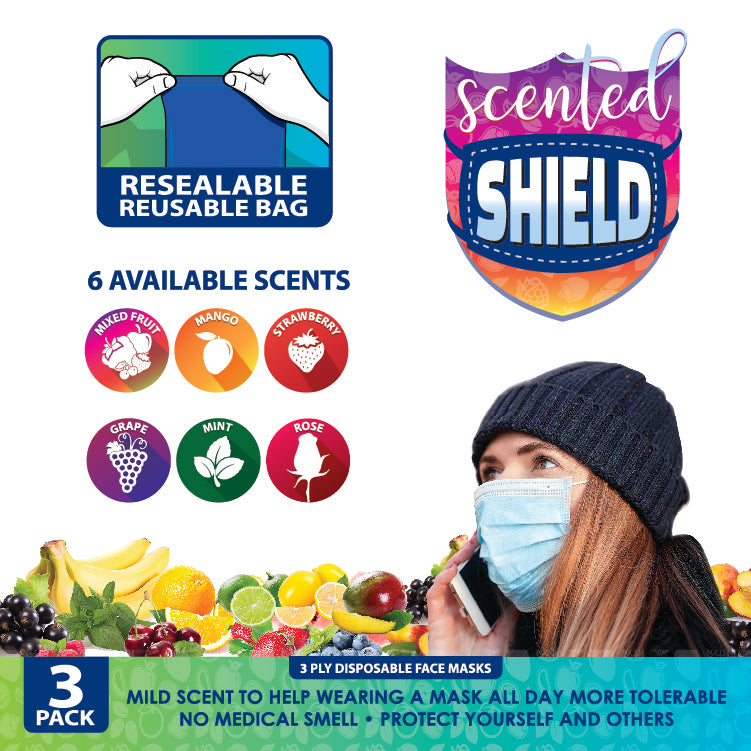 ITEM NUMBER 021793 SCENTED DISP MASK 3PK 24 PIECES PER DISPLAY