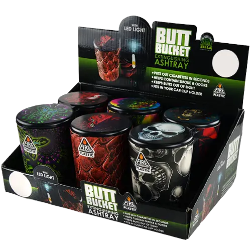 Full Print Butt Bucket Ashtray with LED Light - 6 Per Retail Ready Display 21805 SMOKEZILLA