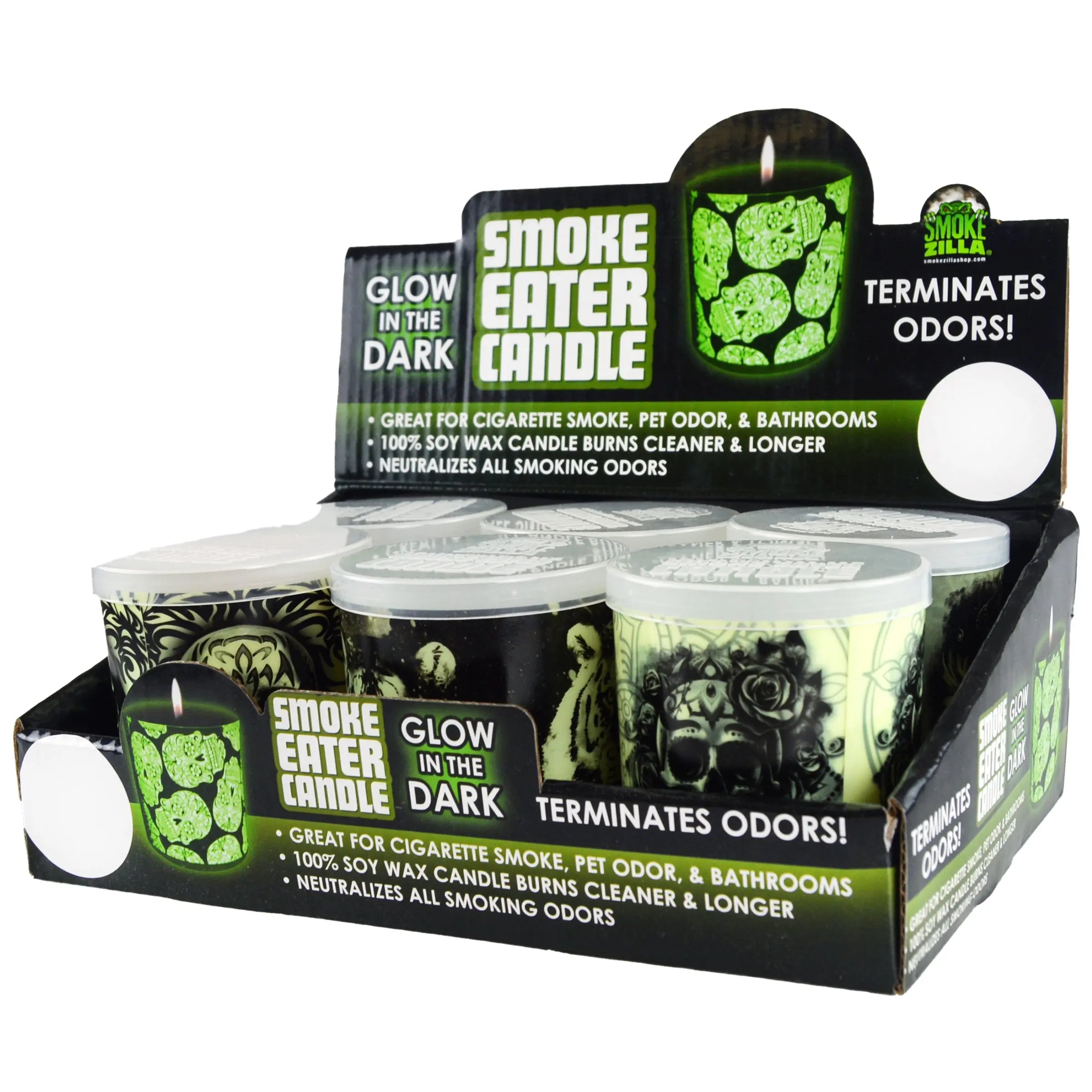 Glow in The Dark Smoke Eater Candle - 6 Pieces Per Retail Ready Display 21873 SMOKEZILLA