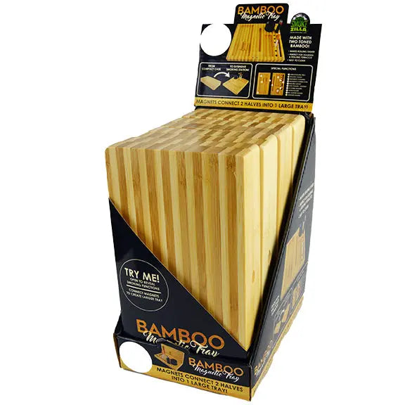 Bamboo Magnetic Roll Tray Smoker Station - 4 Pieces Per Retail Ready Display 21917 SMOKEZILLA