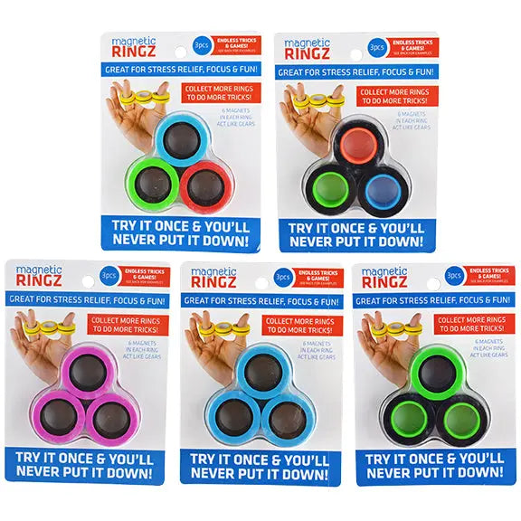 Fidget Magnetic Ring 3 Pack Set - 12 Pieces Per Retail Ready Display 21919 KIPP BROTHERS