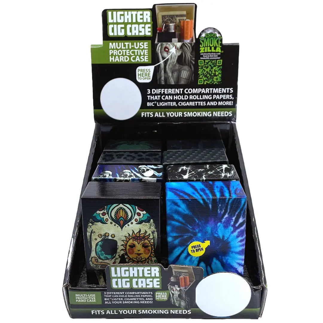 Cigarette Case with Lighter Compartment - 8 Pieces Per Retail Ready Display 22032 SMOKEZILLA