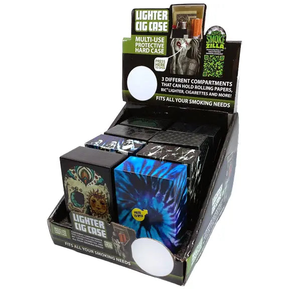 Cigarette Case with Lighter Compartment - 8 Pieces Per Retail Ready Display 22032 SMOKEZILLA