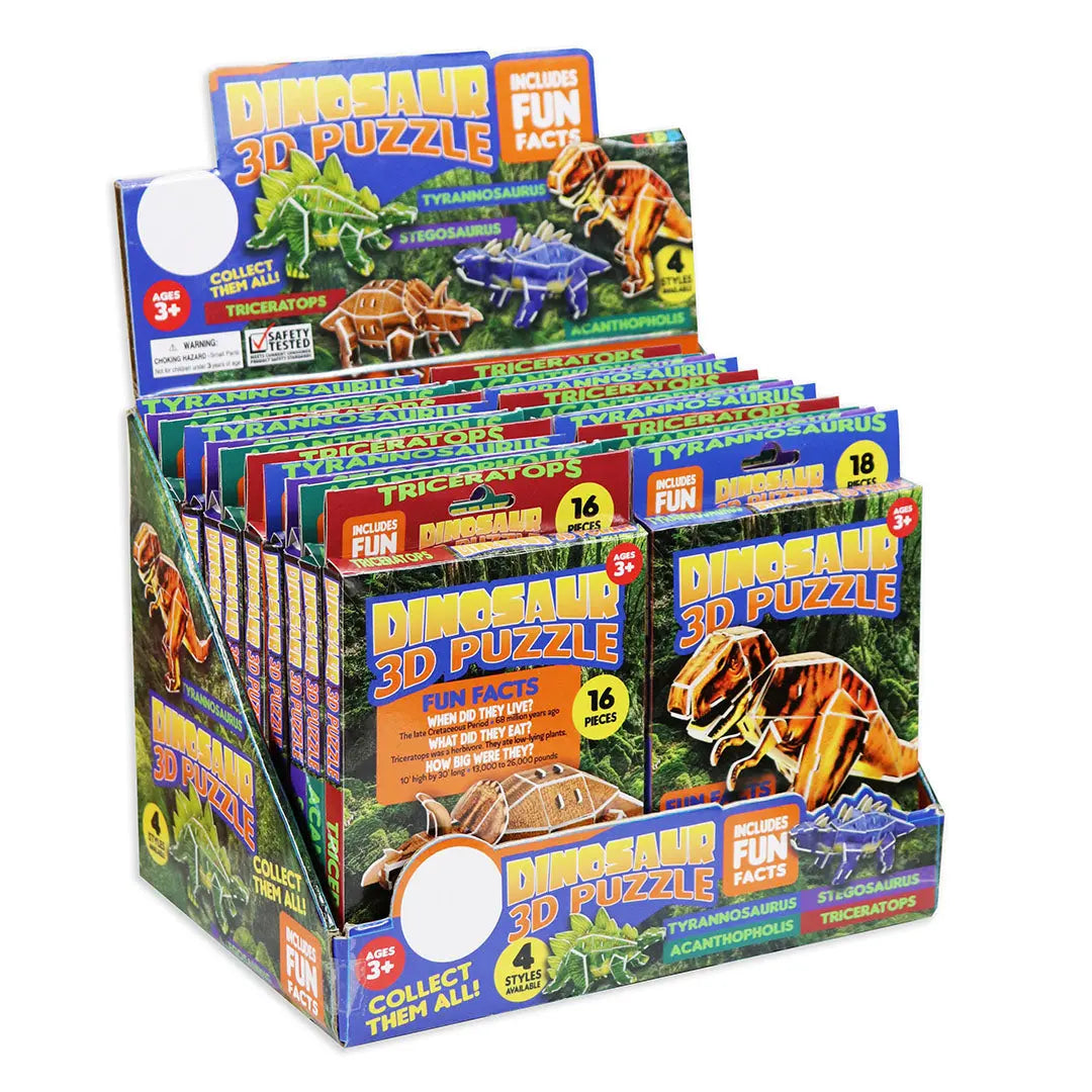 3D Dinosaur Puzzle - 24 Pieces Per Retail Ready Display 22042 KIPP BROTHERS