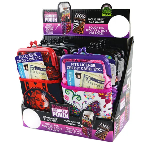Neoprene Cigarette Pouch with Pocket - 8 Pieces Per Retail Ready Display 22057 SMOKEZILLA