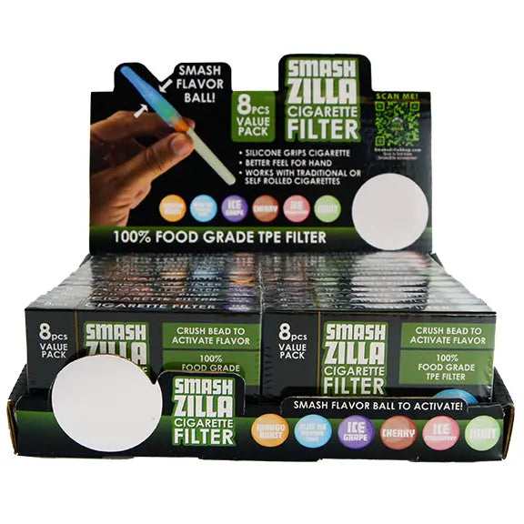 Cigarette Filters with Flavor Assortment - 24 Pieces Per Retail Ready Display 22238 SMOKEZILLA