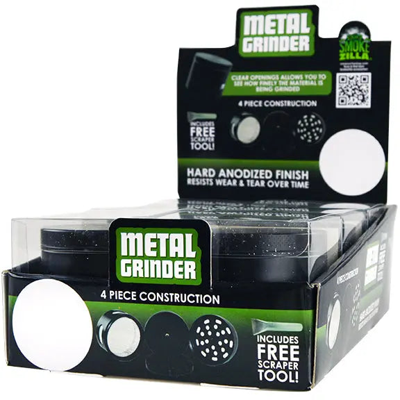 Metal 4 Piece Grinder with Window 63Mm - 6 Pieces Per Retail Ready Display 22351 SMOKEZILLA