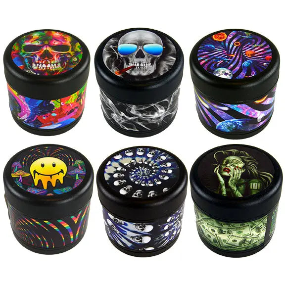 Plastic 4 Piece Grinder with Magnetic Closure - 6 Pieces Per Retail Ready Display 22523 SMOKEZILLA