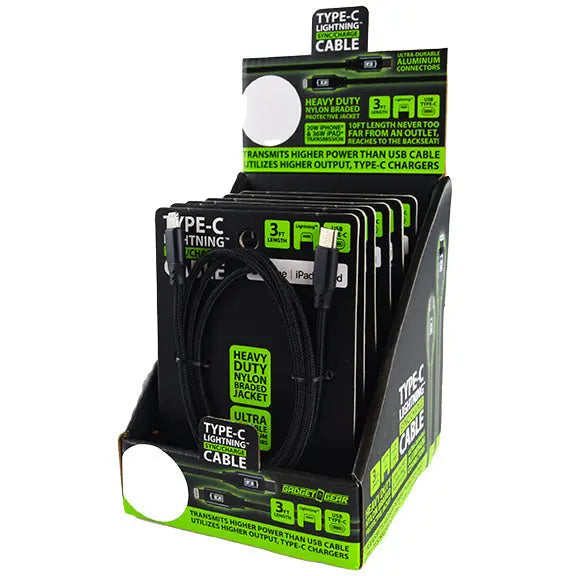 Charging Cable USB-C to Lightning 3FT - 6 Pieces Per Retail Ready Display 22624 GADGET GEAR