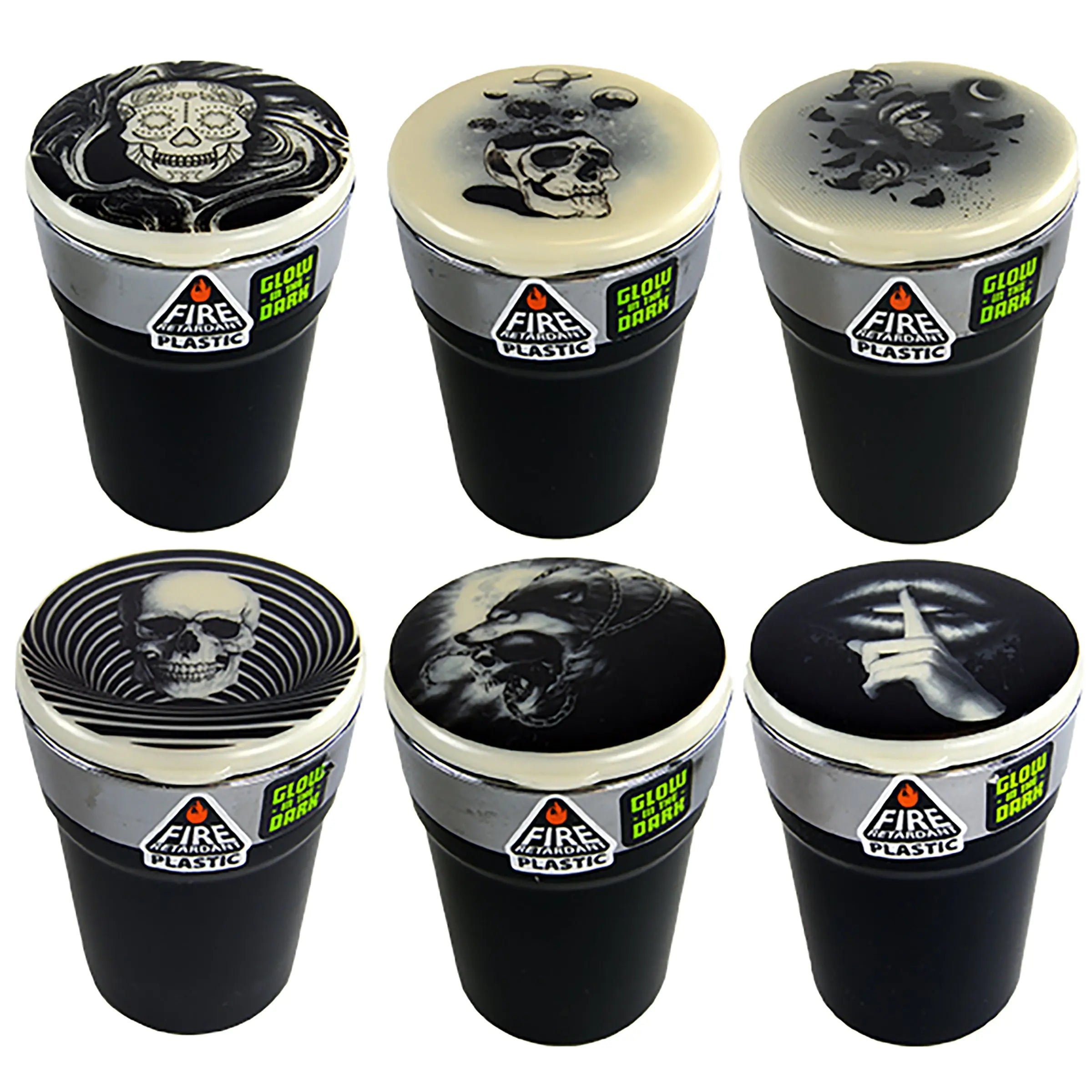 Glow in The Dark Printed Lid Butt Bucket Ashtray with LED Light - 6 Per Retail Ready Display 22634 SMOKEZILLA