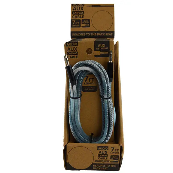 Canvas Auxiliary Cable 7FT - 6 Pieces Per Retail Ready Display 22744 GADGET GEAR