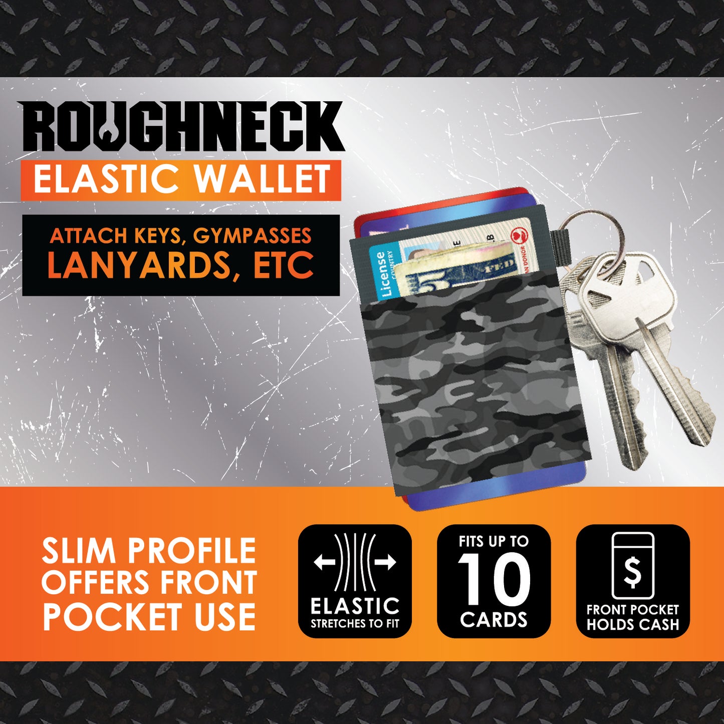 ITEM NUMBER 023037 ROUGHNECK ELASTIC WALLET 12 PIECES PER DISPLAY