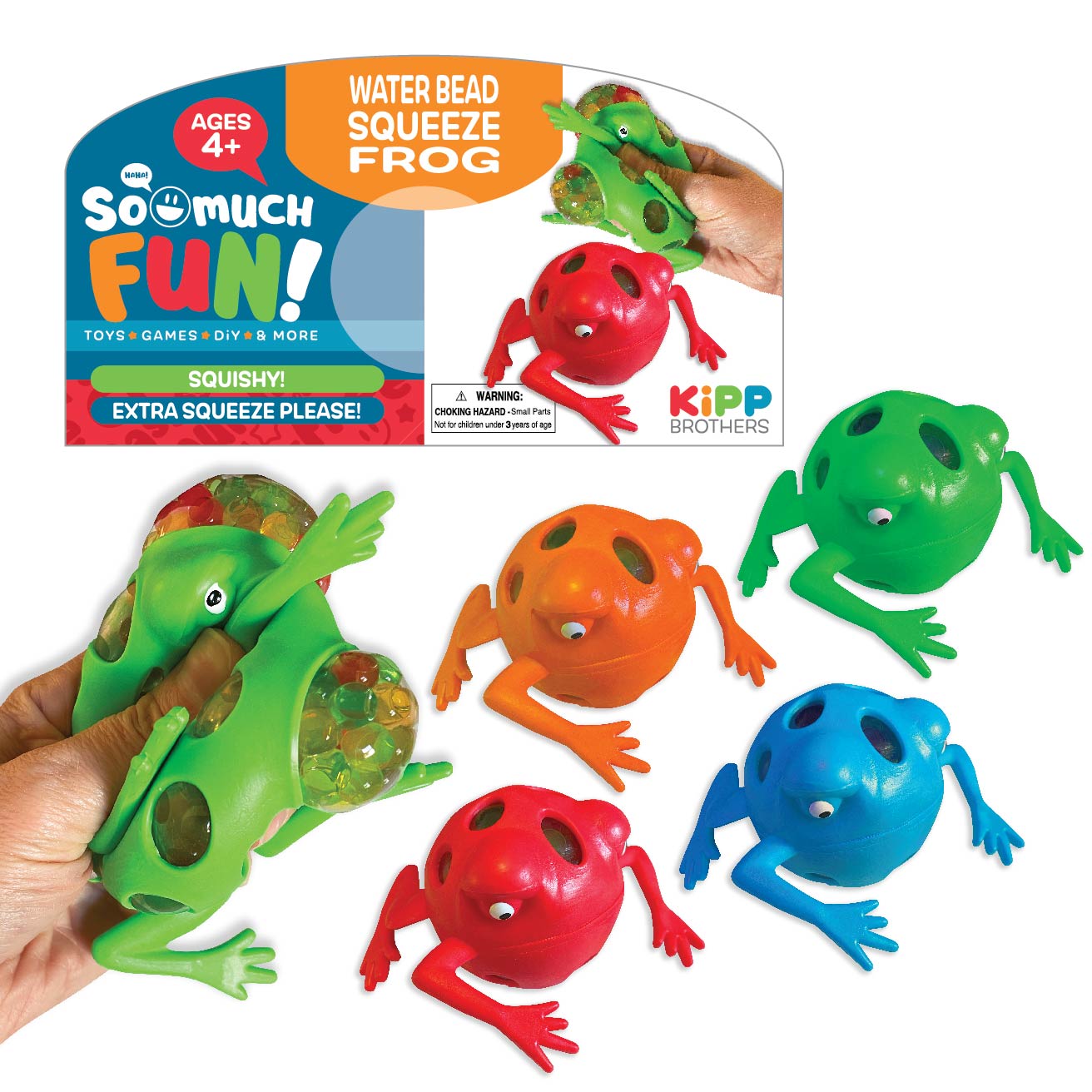 Squish & Squeeze Frog Water Bead Ball Toy - 12 Pieces Per Pack