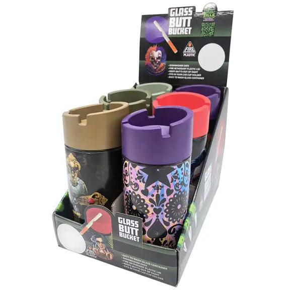 Full Print Glass Butt Bucket Ashtray - 6 Pieces Per Retail Ready Display 23291 SMOKEZILLA